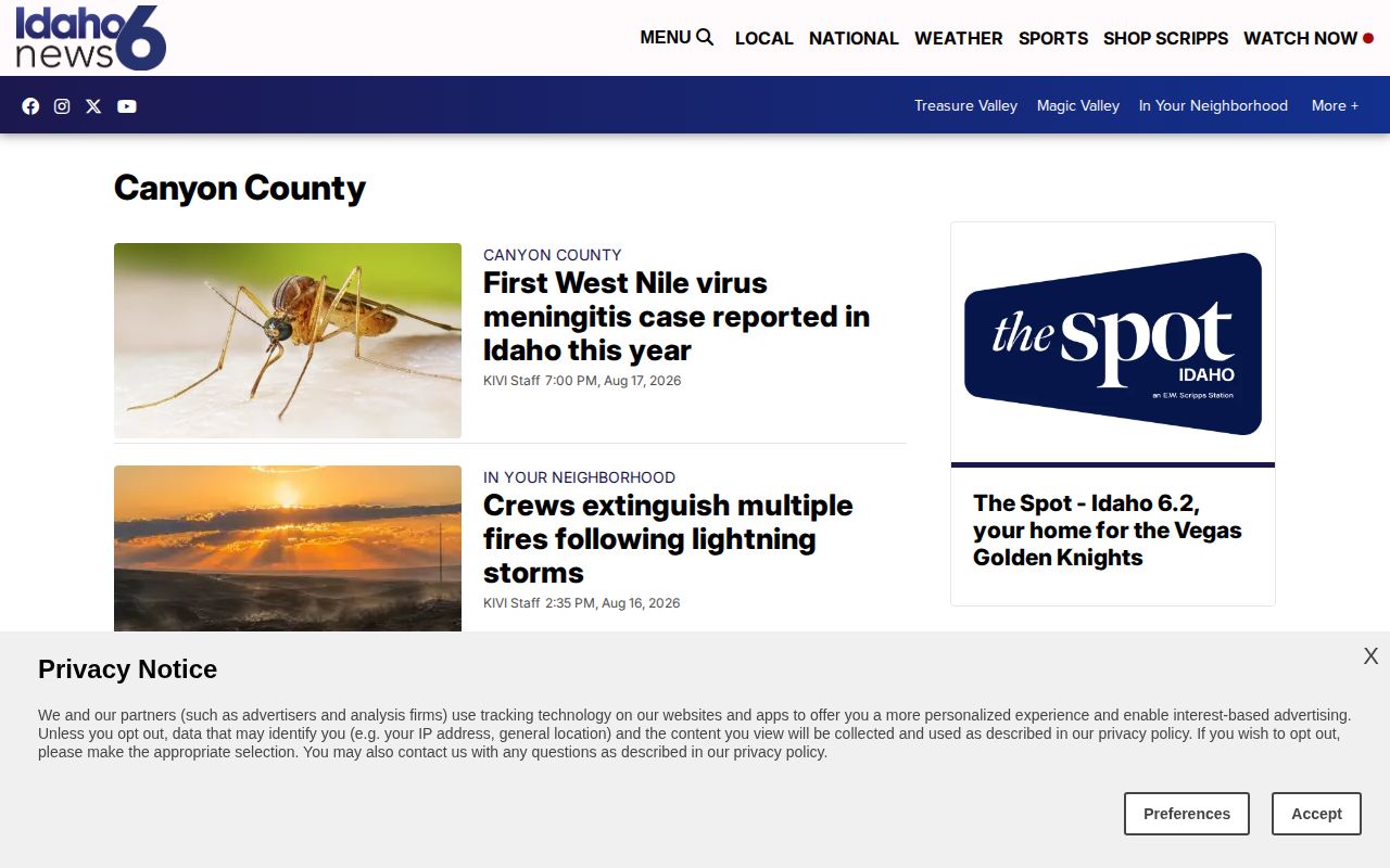 KIVI Canyon County local crime news topic page
