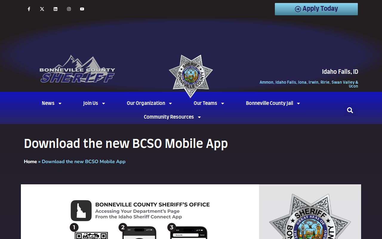 Idaho Sheriff Connect mobile app announcement for participating Idaho offices